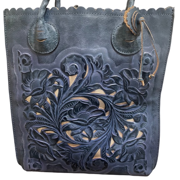 Patricia Nash Handbags - NWT Patricia Nash Leather Cutout Adeline Tote Safflower Blue Womens Handbags